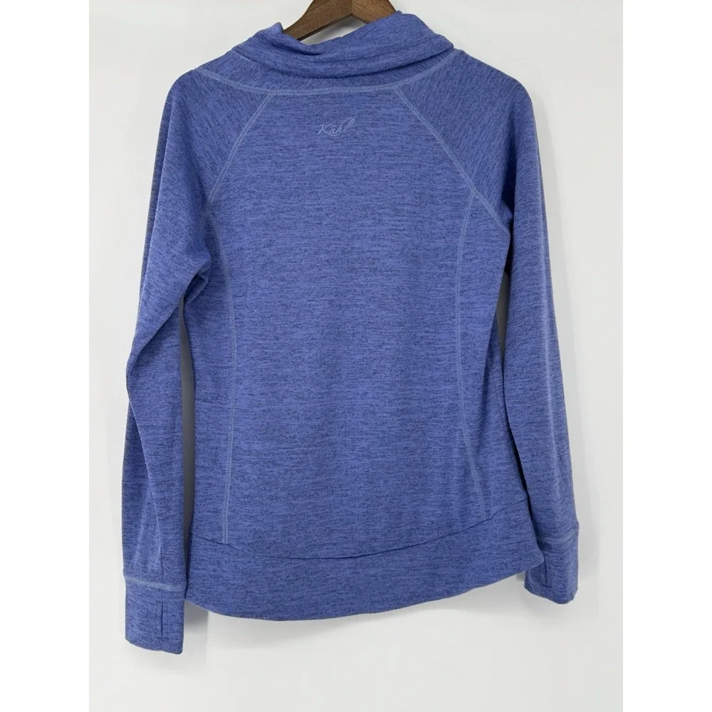 KUHL M Women "Lea" Blue Purple Cowl Neck Tie Knit Pullover Kangaroo Pocket - Picture 6 of 14